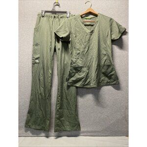 HH Works By Healing Hands Scrub Set Size Small Pant. X Small Top Women Green.
